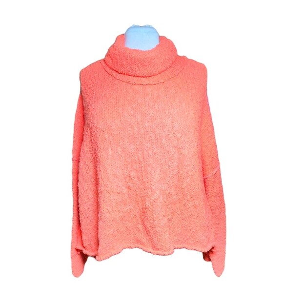 Free People Women's Big Easy Coral Cowl Neck Long Sleeves Pullover Sweater Sz L - Picture 2 of 9